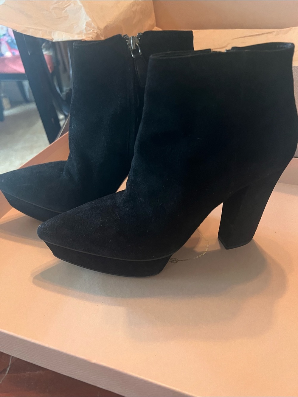 PRADA Black Suede Platform Ankle Boots